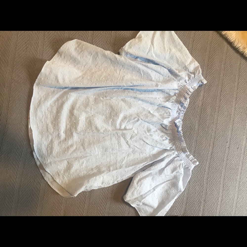 Baby Blue Peasant Off Shoulder Top